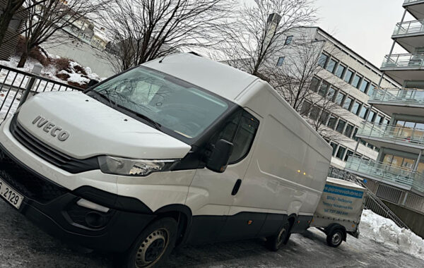 moving van with small trailer